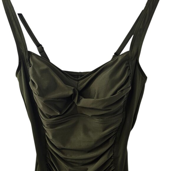 Miradonna by Miraclesuit Ruched One Piece Swimsuit, Flattering, Green, Size 14 - Picture 3 of 11
